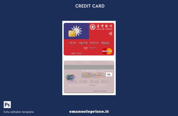 modello mastercard della Taiwan Bank of Taiwan in stile verificato